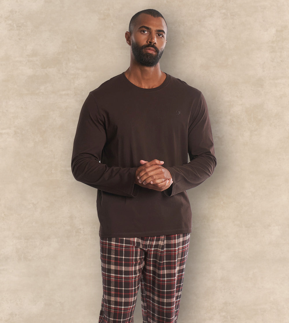 Winter Cotton Pajama Set Long Sleeves