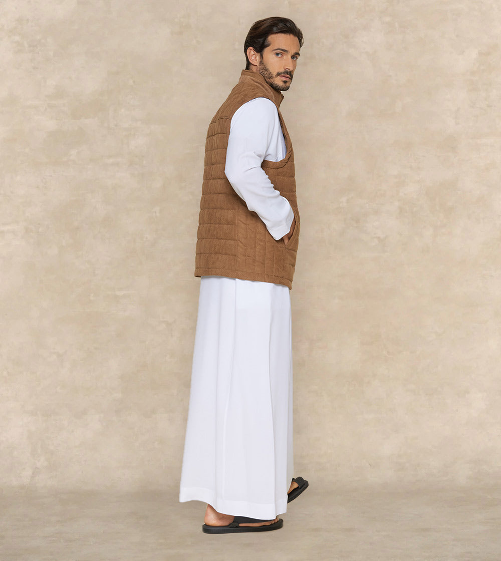 Sleeveless Gilet With High Neck Collar