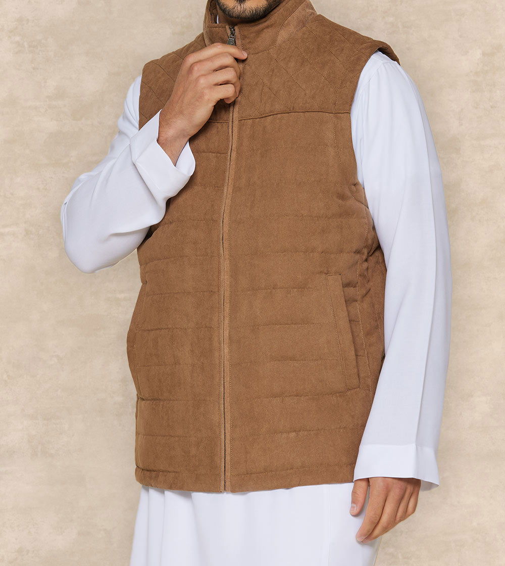 Sleeveless Gilet With High Neck Collar