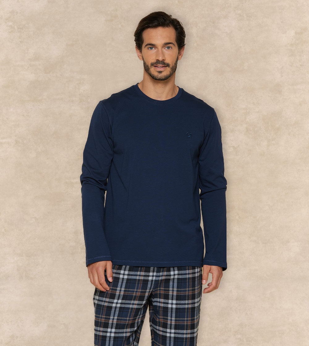 Winter Cotton Pajama Set Long Sleeves