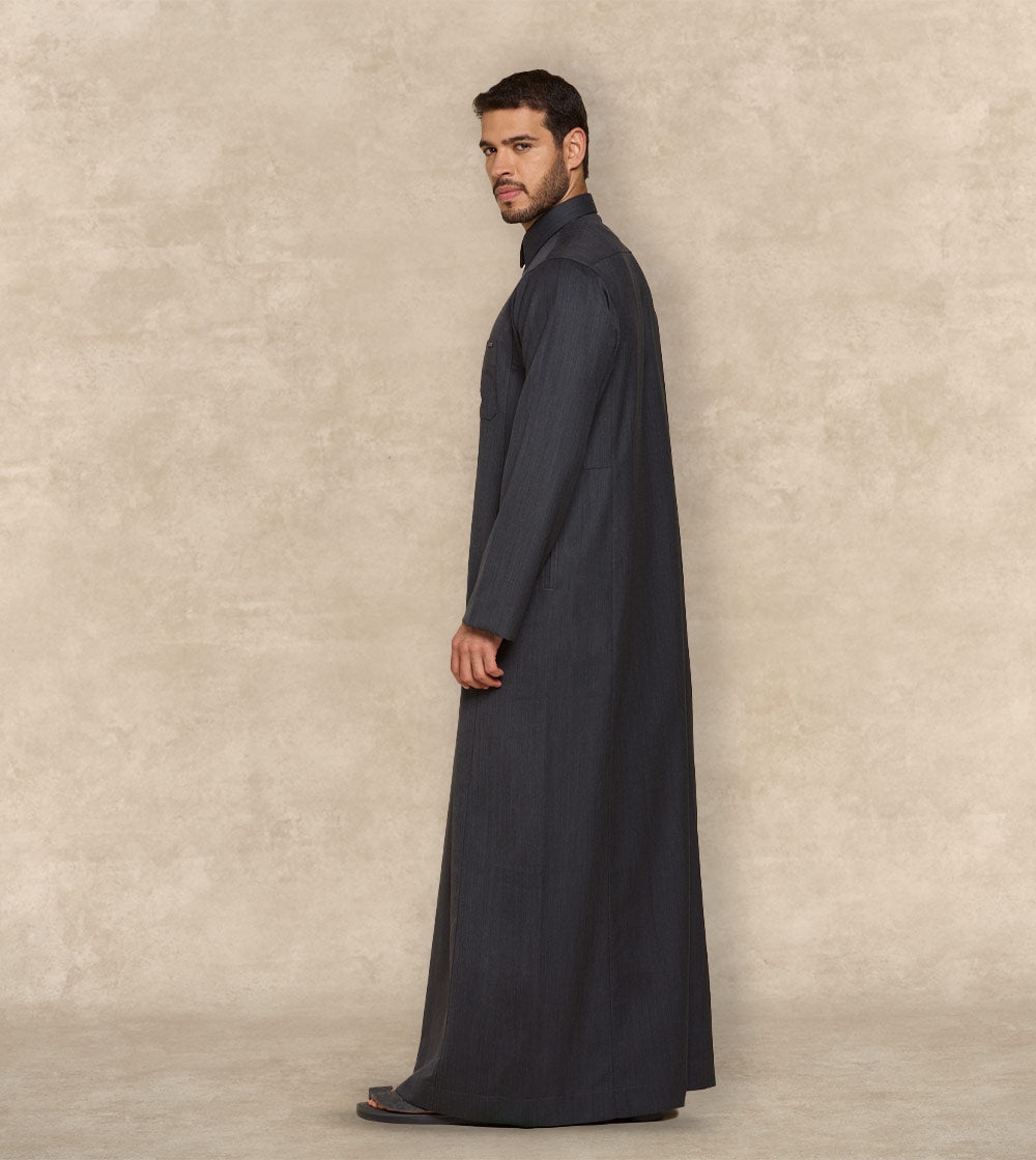 Premium Black Wool-Blend Thobe