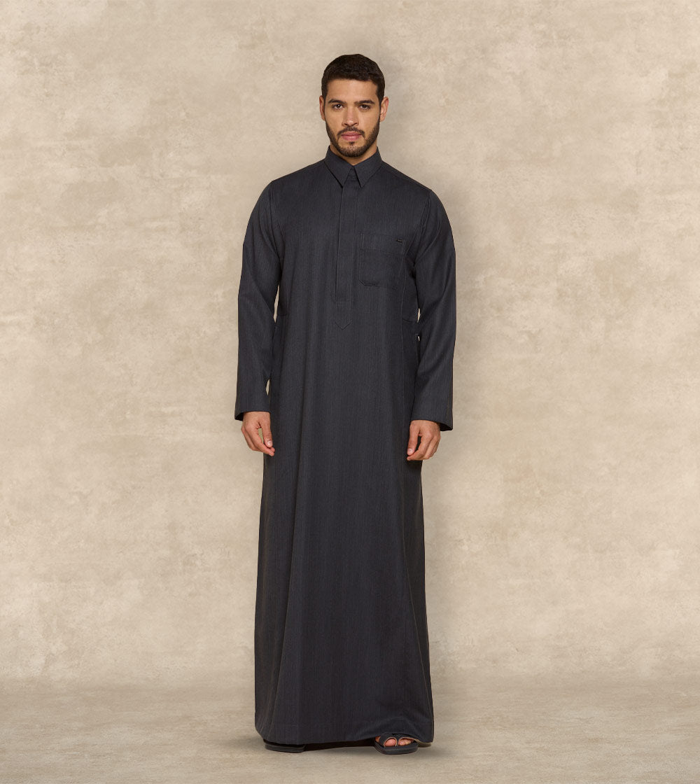 Premium Black Wool-Blend Thobe