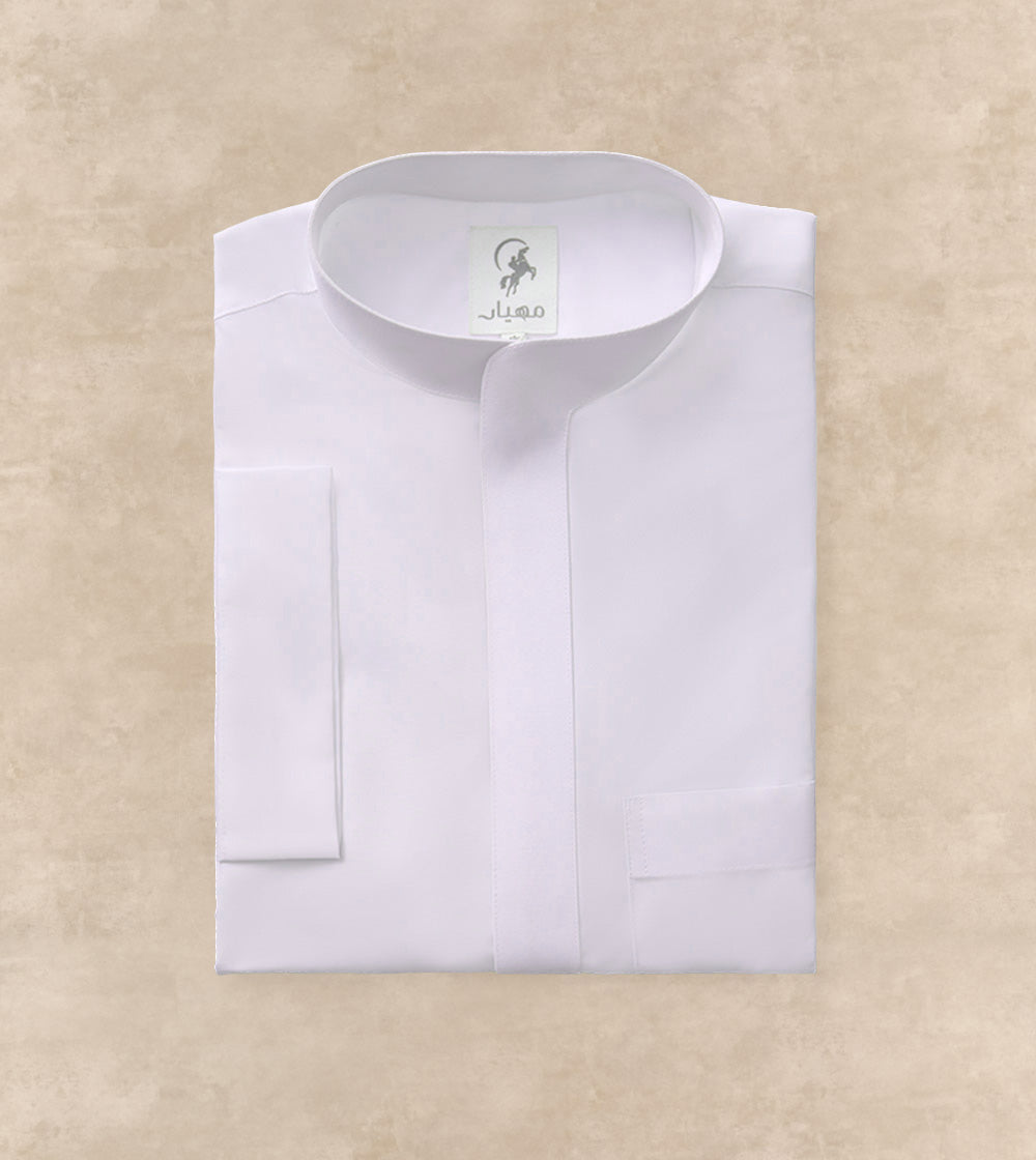 One Piece Collar Formal White Thobe