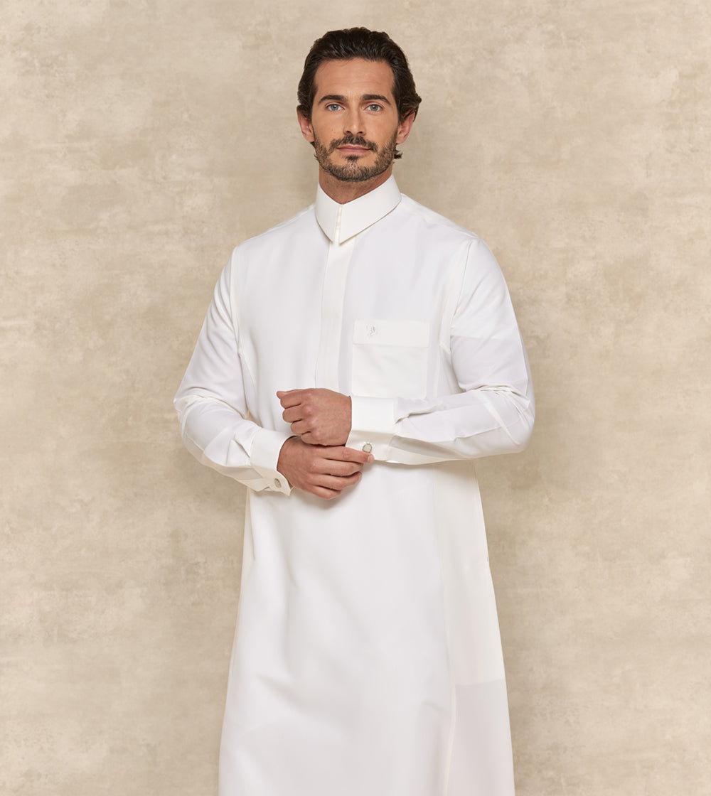 Designer Collar Cream Thobe