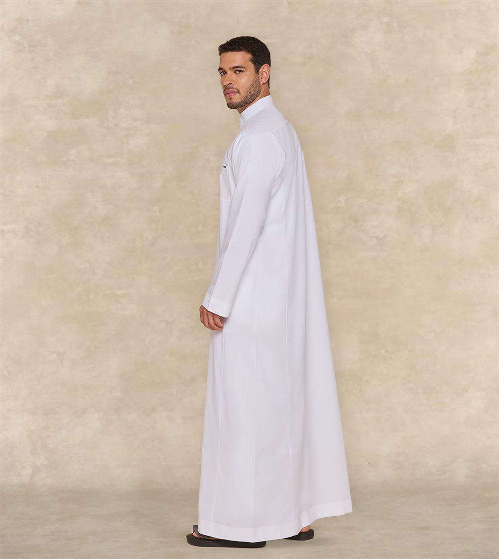 One Piece Collar Formal White Thobe