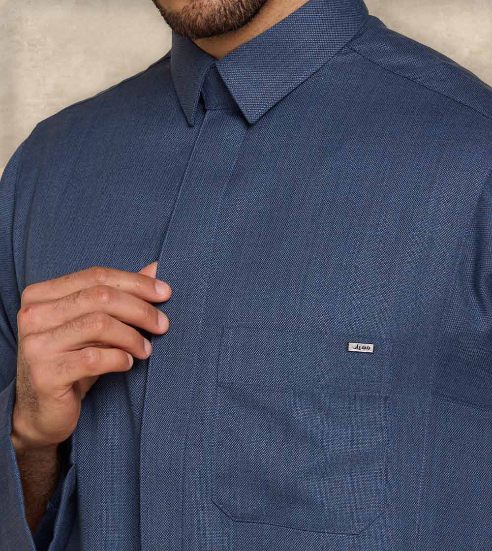 Premium Blue Wool-Blend Thobe