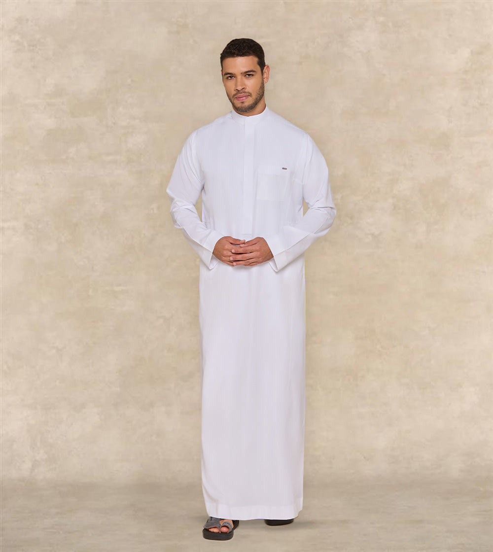 One Piece Collar Formal White Thobe