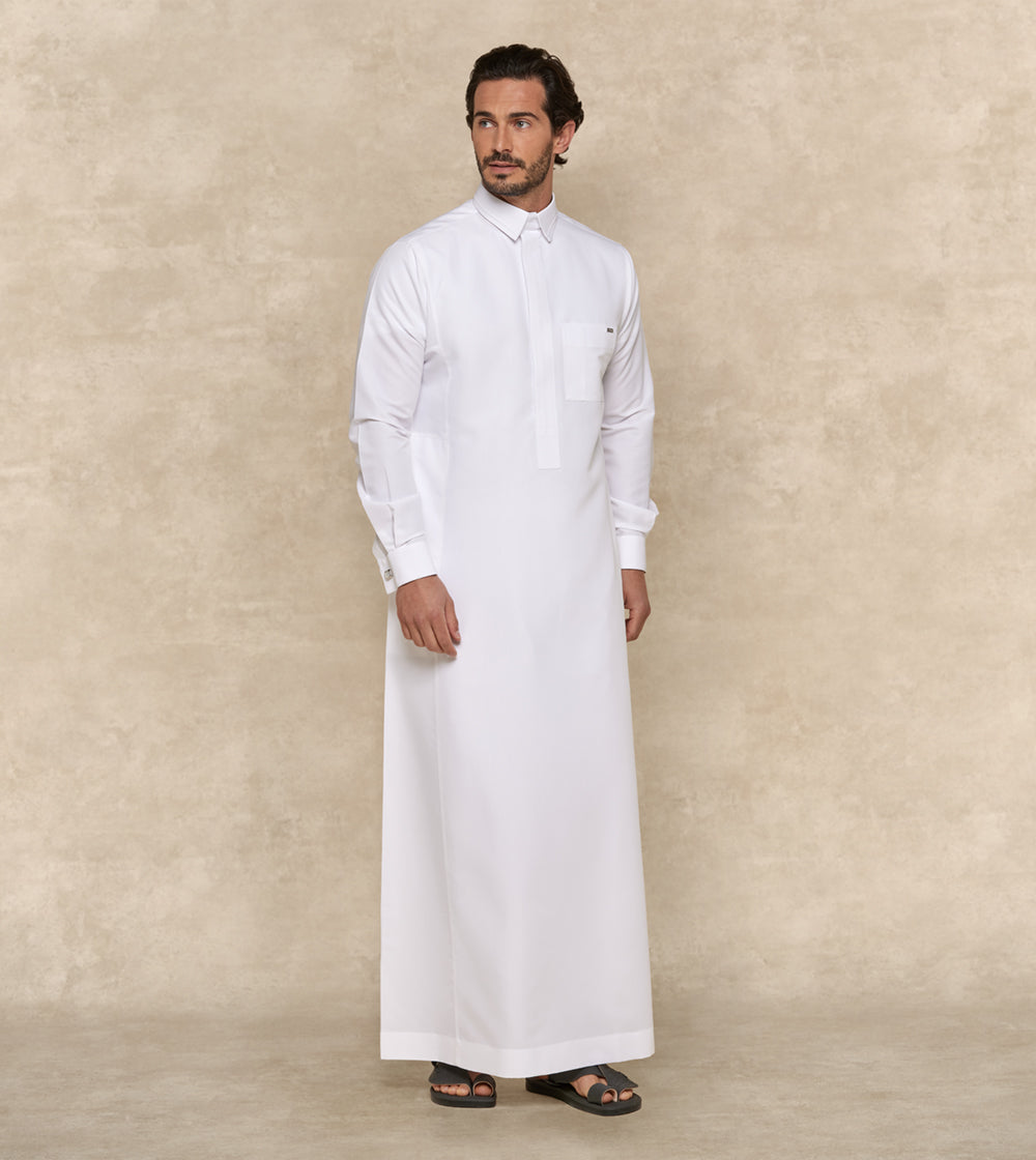 Premium White Thobe Designer Collar