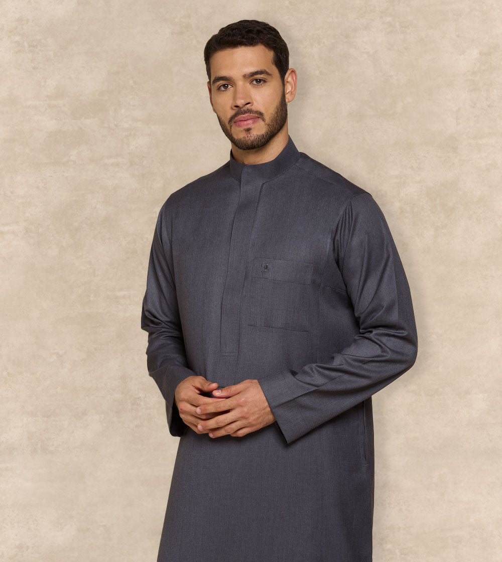 Smart Casual Colored Thobe One-Piece Collar
