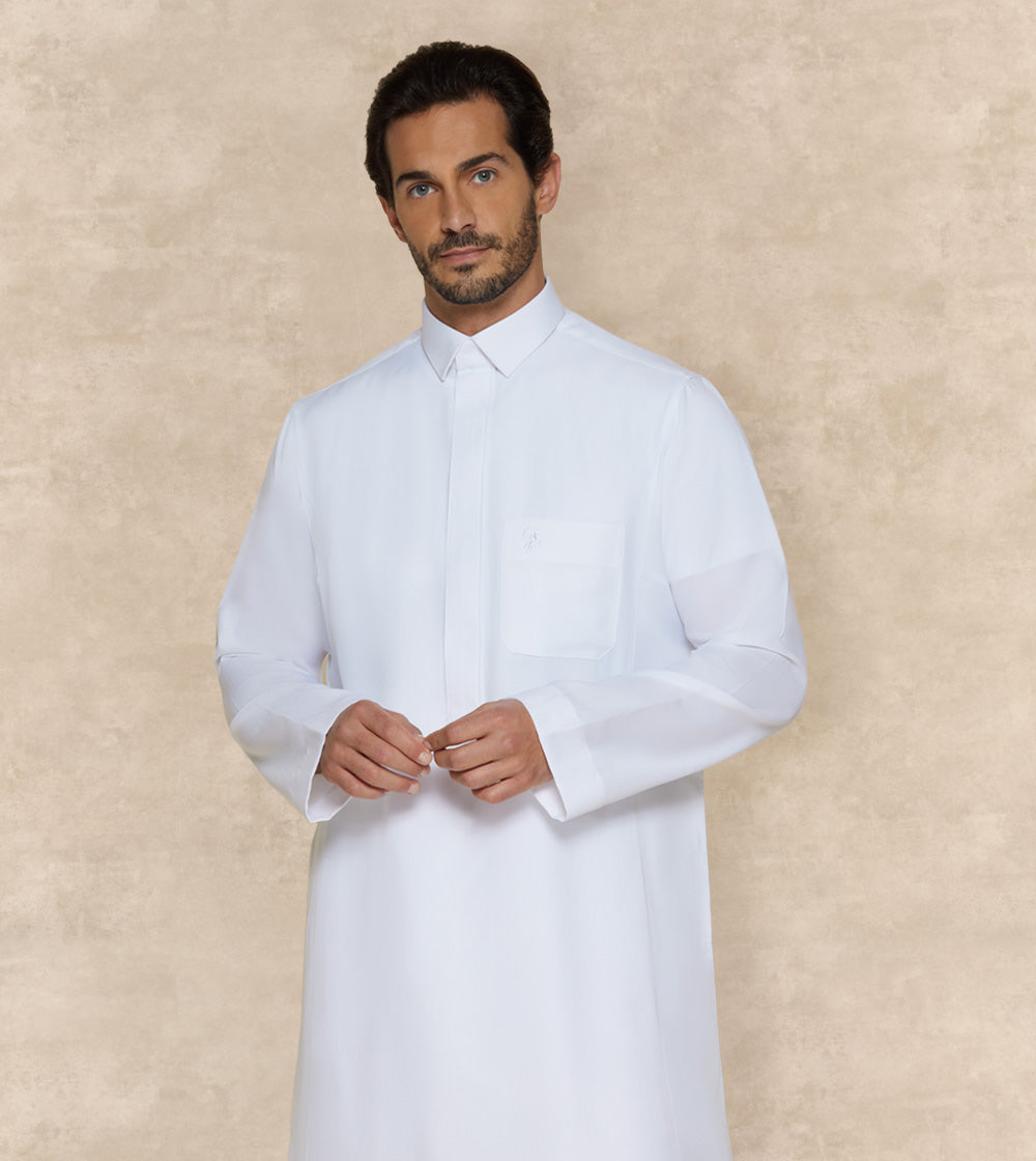 White Thobe French Collar